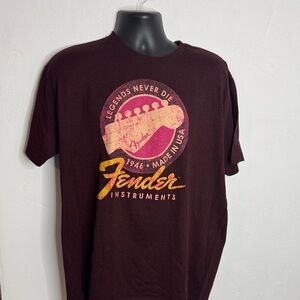 Fender Men's Dark Brown Graphic Tee Size XL